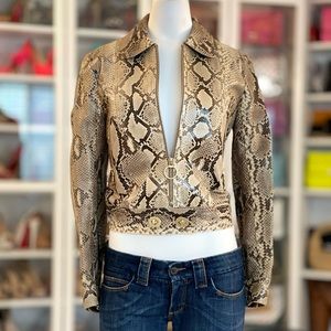 $4,000 💯% REAL PYTHON 🐍 Jacket COACH Motorcycle leather jacket chunky gold hdw